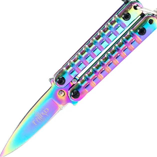 TH-K0102W - Third Couteau papillon porte-clés Rainbow