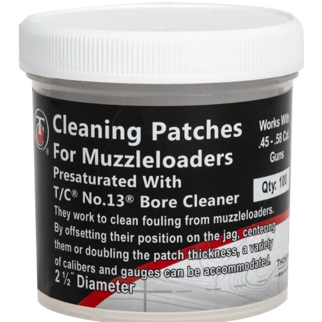 31007143 Thompson Center Presaturated 2 1/2" Cleaning Patches With #13 Bore Cleaner