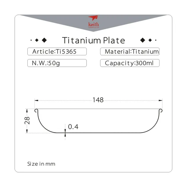 TI5365 - Keith Assiette Titane 300mL