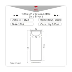 TI3122 - Keith Flasque Isotherme Ronde Titane 200mL