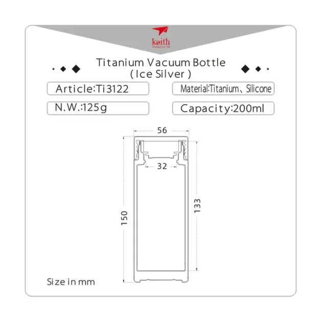 TI3122 - Keith Flasque Isotherme Ronde Titane 200mL