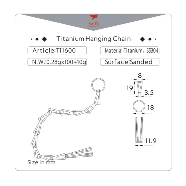 TI1600 - Keith Titanium Chaîne de Suspension Titane