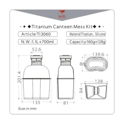 Ti3060 - KEITH TITANIUM Quart et Gourde Militaire Titane 1,1L