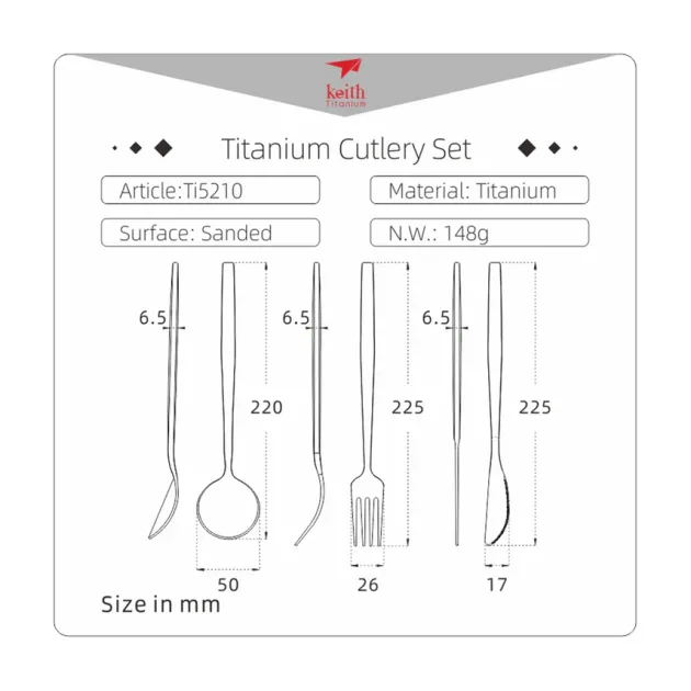 TI5210 - KEITH TITANIUM Set de Couverts Titane