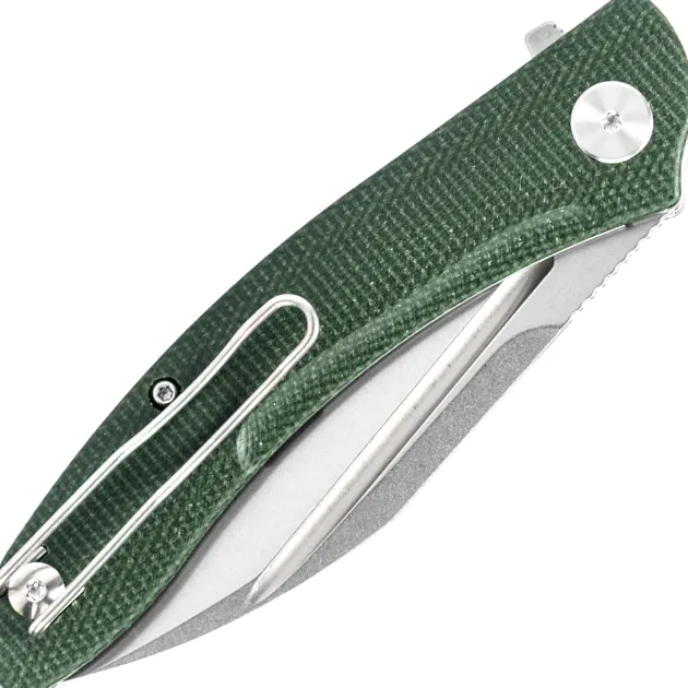 Trivisa Cuckoo-GM Black 14C28N Green Micarta