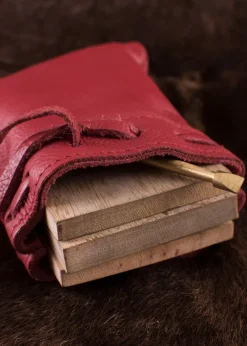 ULF-CP-12 - LARP ULFBERTH Cahier de cire en bois avec stylet en laiton et pochette en cuir