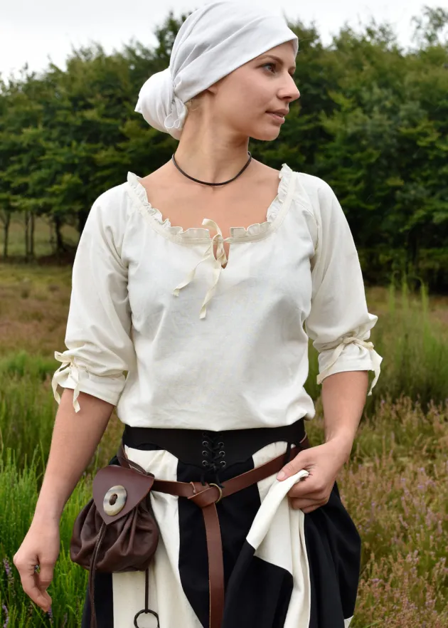 ULF-LP-18A - LARP ULFBERTH Porte-monnaie médiéval cuir bouton en corne