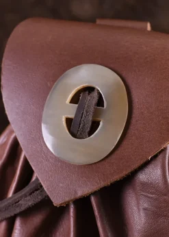 ULF-LP-18A - LARP ULFBERTH Porte-monnaie médiéval cuir bouton en corne