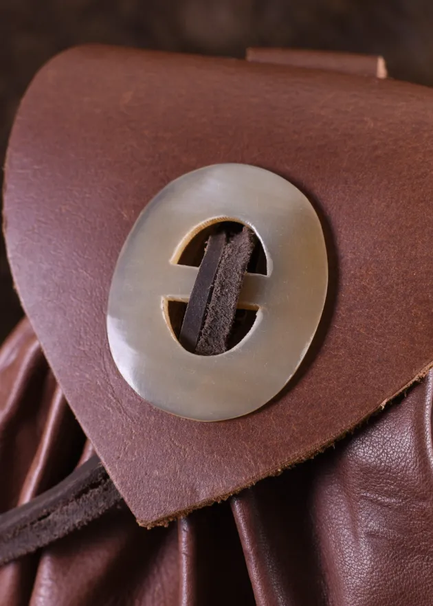 ULF-LP-18A - LARP ULFBERTH Porte-monnaie médiéval cuir bouton en corne
