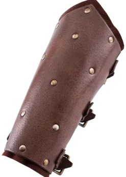 ULF-LP-22B - LARP Paire de Protège-bras en cuir avec rivets