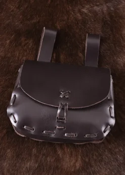 ULF-LP-11-B - LARP Sac de Ceinture en Cuir Brun