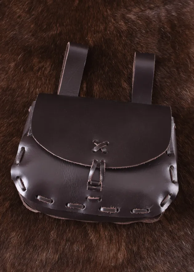 ULF-LP-11-B - LARP Sac de Ceinture en Cuir Brun