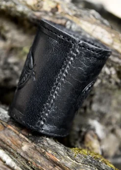 ULF-LP-25-BL - LARP ULFBERTH Gobelet à Dés cuir noir motif Serpent Jelling