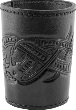 ULF-LP-25-BL - LARP ULFBERTH Gobelet à Dés cuir noir motif Serpent Jelling
