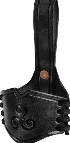 ULF-LP-33-BL-L - LARP Porte Corne à Boire en Cuir Estampé Triskele Noir