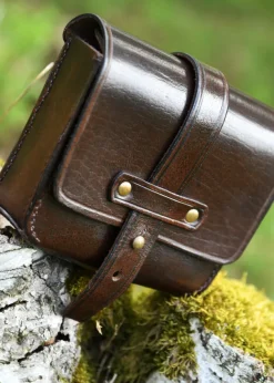 ULF-LP-26-BR - LARP Petite Sacoche en Cuir Brun Foncé