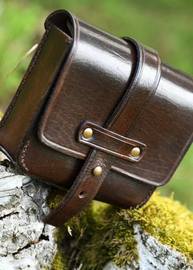 ULF-LP-26-BR - LARP Petite Sacoche en Cuir Brun Foncé