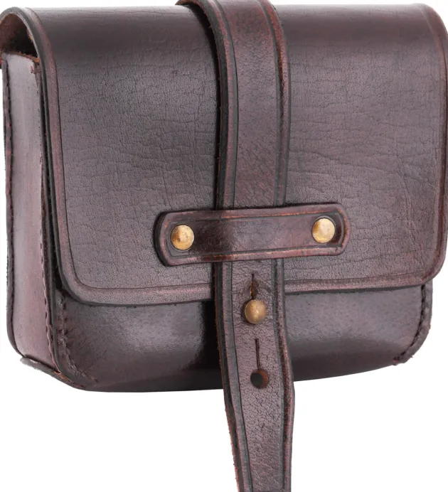 ULF-LP-26-BR - LARP Petite Sacoche en Cuir Brun Foncé