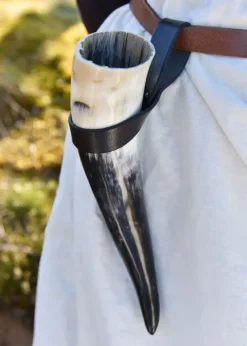 ULF-LP-31 - LARP Porte-Corne à Boire Simple Cuir Noir