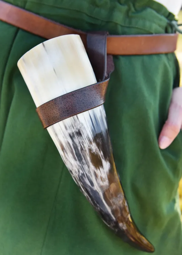ULF-LP-32 - LARP ULFBERTH Porte-corne à boire en cuir brun foncé