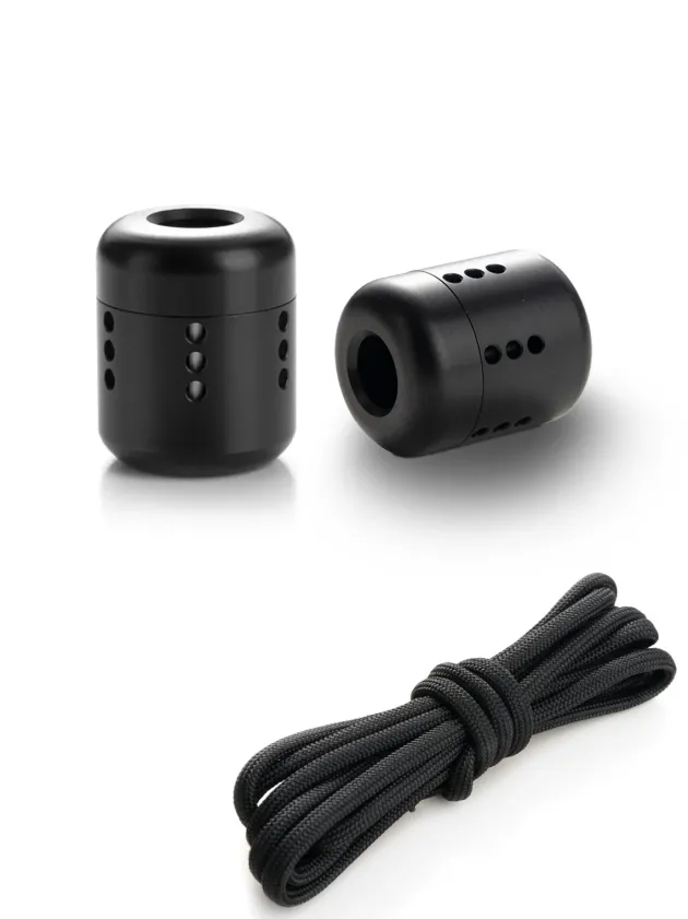 VAB5-BLK - VIPERADE 2 Perles PEI Noir Dragonne EDC + 1m Paracorde