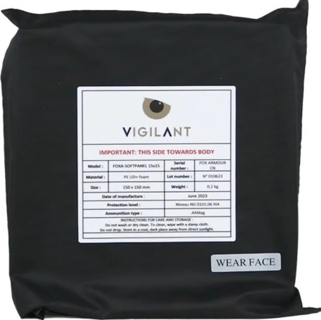 VIG.SOFTPANEL15X15 - VIGILANT Insert balistique souple 15x15cm NIJ IIIA