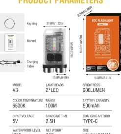 VIPSF1W - VIPERADE SF1 Torche LED 900lm CW & UV USB-C Rechargeable
