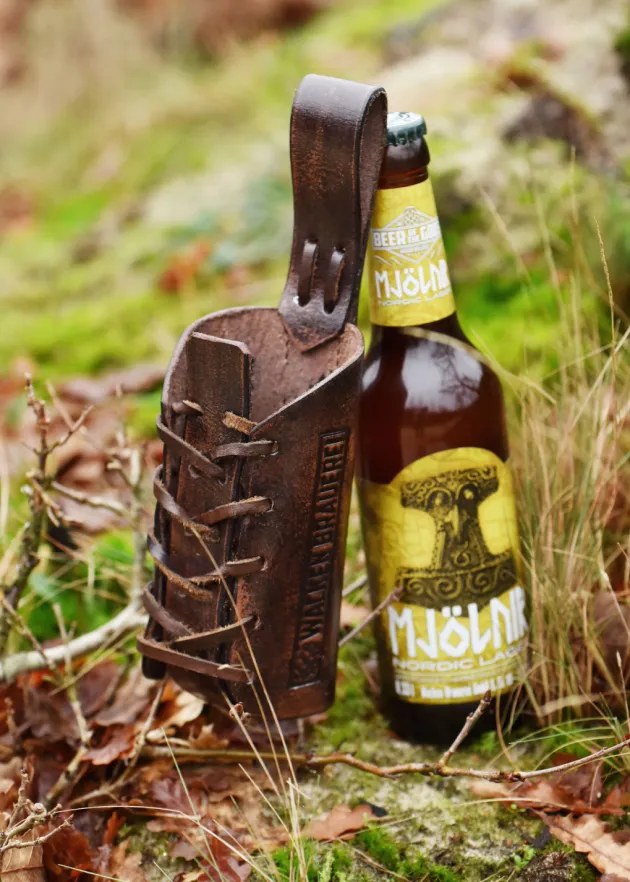 WBBHBR - LARP Wacken Brauerei Porte-bouteille en cuir pour bouteille de 0,33L