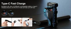 WBNX2BG - WUBEN X2 Torche EDC 2500lm 2000mAh USB-C Blue Geometric