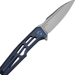 WE25059B-2 - We Knife Dressytak Stonewash M390 Blue Titanium GTK Design