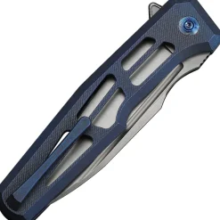 WE25059B-2 - We Knife Dressytak Stonewash M390 Blue Titanium GTK Design