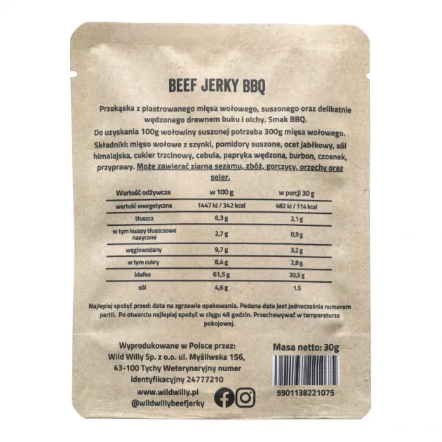 465-007 - Wild Willy BEEF Jerky BBQ 30g
