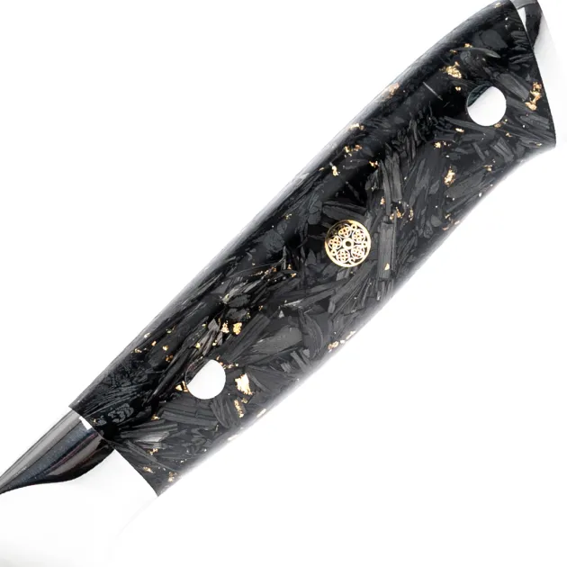 Wusaki couteau Chef Sakin Damas 10Cr manche carbone et or
