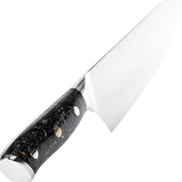 Wusaki couteau Chef Sakin Damas 10Cr manche carbone et or