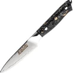Wusaki couteau d'office Sakin Damas 10Cr manche carbone et or
