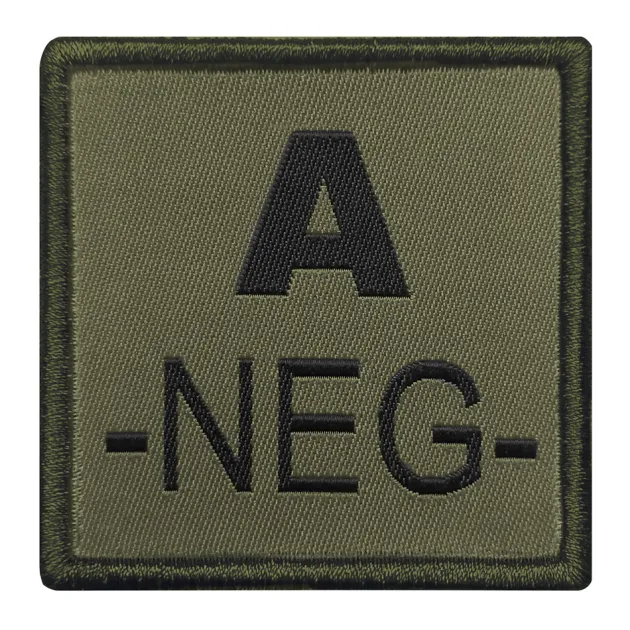 01.2027XY - A10 EQUIPEMENT Sélection Patch Groupe Sanguin Brodé VERT OLIVE