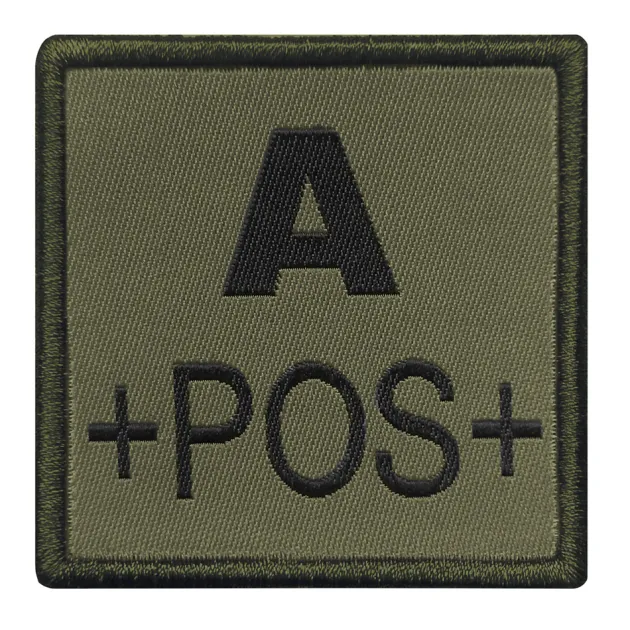 01.2027XY - A10 EQUIPEMENT Sélection Patch Groupe Sanguin Brodé VERT OLIVE