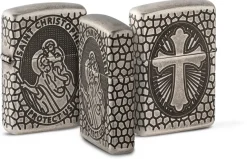 60005200 - ZIPPO Armor Gravé Médaille de Saint Christophe Antique Silver