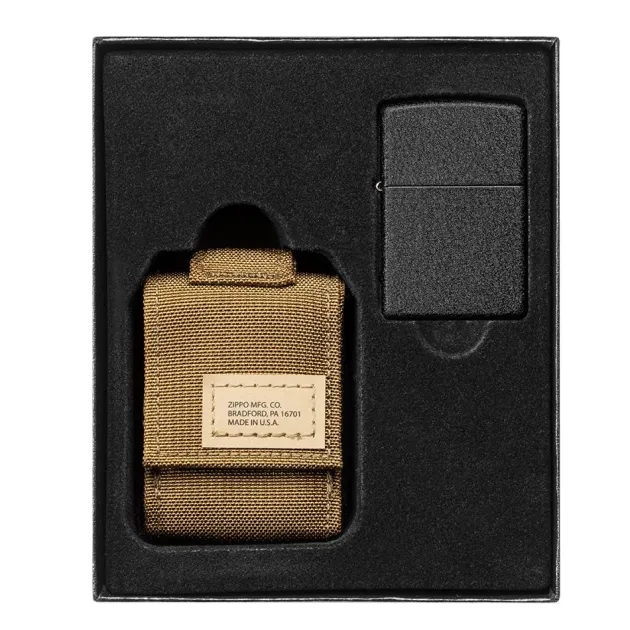 60005677 - ZIPPO Black Crackle & Pochette COYOTE Set Cadeau