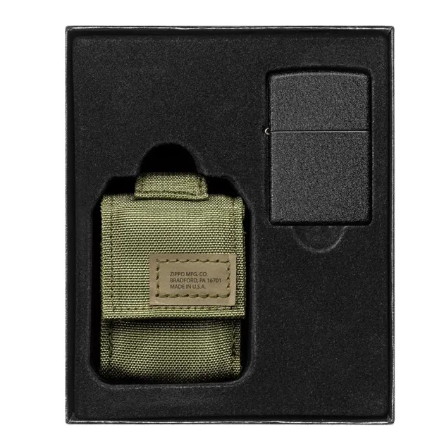 60005676 - ZIPPO Black Crackle & Pochette OD Green Set Cadeau