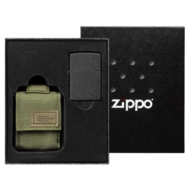 60005676 - ZIPPO Black Crackle & Pochette OD Green Set Cadeau