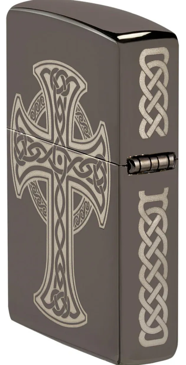60006538 - ZIPPO Celtic Cross Black Ice Laser Engraved