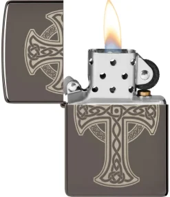 60006538 - ZIPPO Celtic Cross Black Ice Laser Engraved