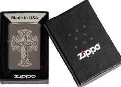 60006538 - ZIPPO Celtic Cross Black Ice Laser Engraved