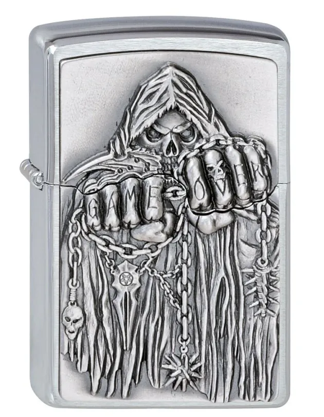 2000860 - ZIPPO Game Over Emblem Brushed Chrome