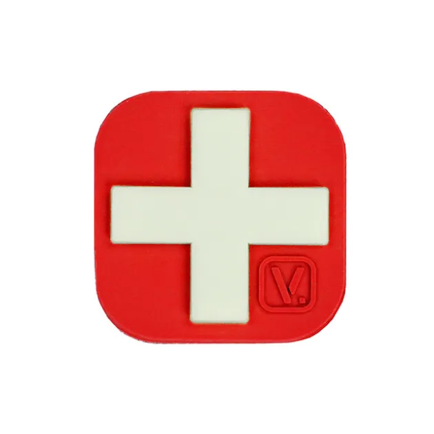 9ZMDCR-100-RD-GITD - VANQUEST Medical Cross 1" "Super-Lumen" Glow-In-The-Dark Patch RED